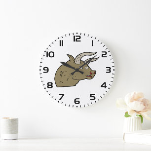 Fierce Angry Bull Head Rustic Wild Animal  Large Clock