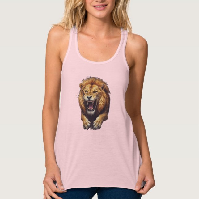 Fierce Angry Lion Illustration Singlet (Front)