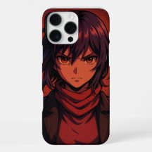 Fierce Anime Girl Phone Case – Red Eyes & Scarf Ae