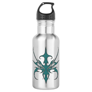 Fierce Aquamarine Tribal Line Art Illustration 532 Ml Water Bottle