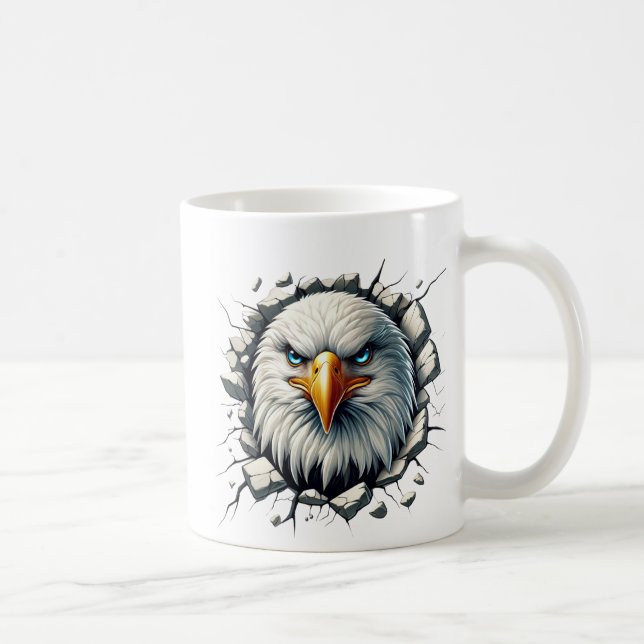 Fierce Bald Eagle Breaking Through Wall Coffee Mug (Right)