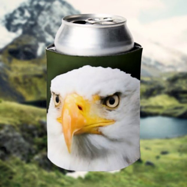 Fierce Bald Eagle Head Patriotic Can Cooler (Creator Uploaded)