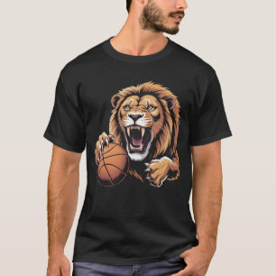 fierce Basketball Lion Mascot Sports Team Spirit R T-Shirt