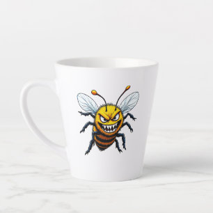 Fierce Bee Cartoon Illustration Latte Mug