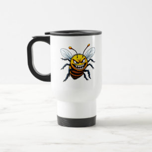 Fierce Bee Cartoon Illustration Travel Mug
