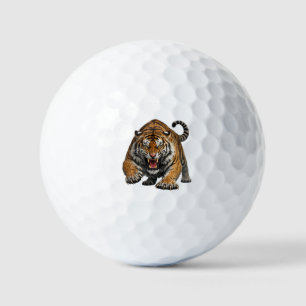 Fierce Bengal Tiger Mid Pounce Wildlife Golf Balls