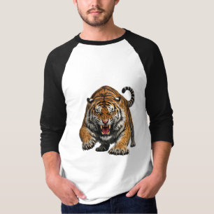 Fierce Bengal Tiger Mid Pounce Wildlife T-Shirt