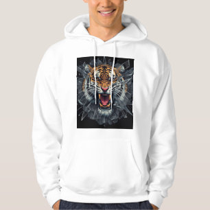 Fierce Bengal Tiger Roaring Through Neon City Hoodie