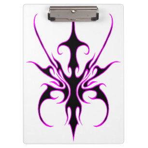 Fierce Black and Pink Tribal Line Art Illustration Clipboard