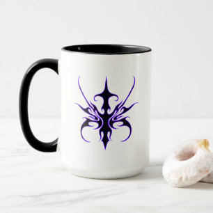 Fierce Black and Purple Tribal Line Art Mug