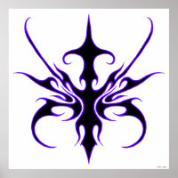 Fierce Black and Purple Tribal Line Art