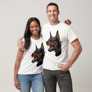 Fierce Black and Tan Doberman with Spiked Collar C T-Shirt