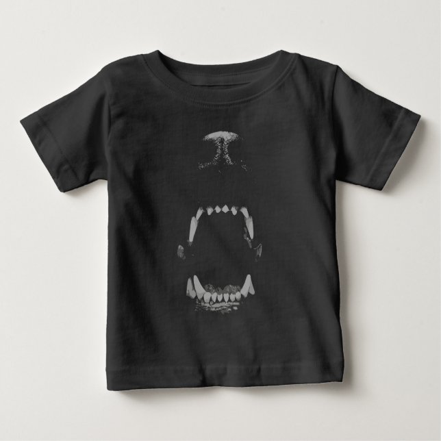 Fierce Black and White Animal Snarl Baby T-Shirt (Front)
