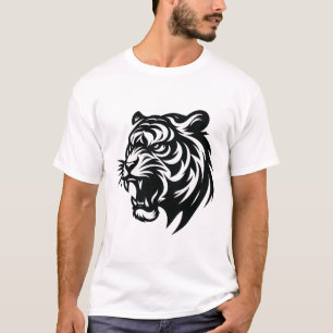 Fierce Black and White Tiger Head T-Shirt – Bold