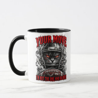 Fierce Black Cat Football Red Grunge Art Mug