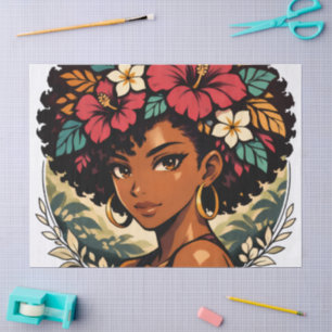 Fierce Black Girl Anime Portrait Tissue Paper