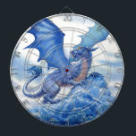 Fierce Blue Dragon Dartboard<br><div class="desc">Fierce Blue Dragon stylishly sketched sitting majestically atop an iceberg</div>