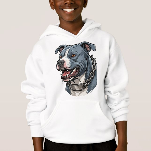 Fierce Blue Grey Pit Bull with Spiked Chain Collar (Front)