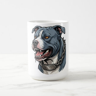 Fierce Blue Grey Pit Bull with Spiked Chain Collar Coffee Mug