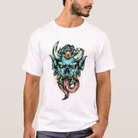 Fierce Blue Oni Mask Dragon Tee