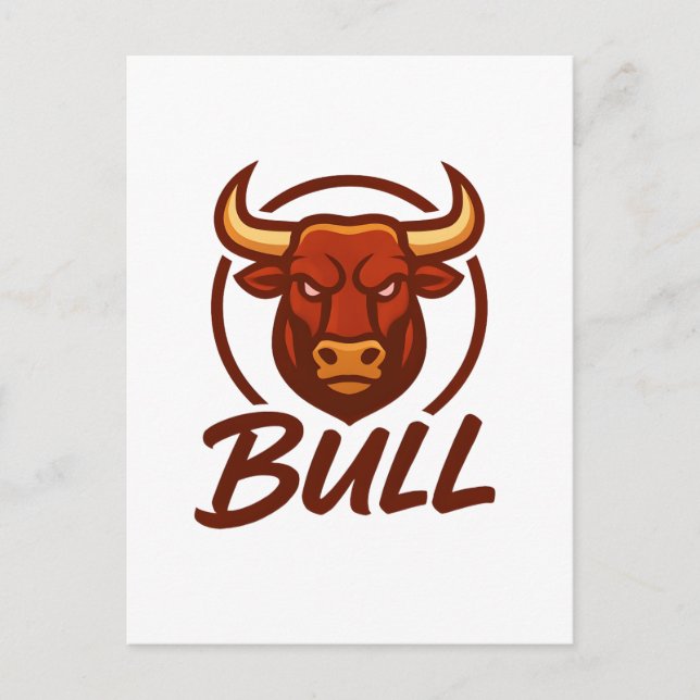 Fierce Bull Head Logo, Creative Mascot BULL Postcard (Front)
