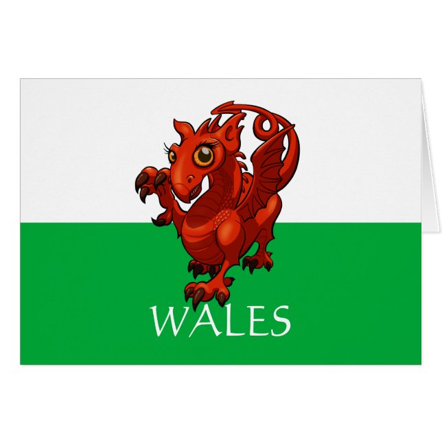 Fierce But Cute Baby Welsh Red Dragon Cartoon (Front Horizontal)