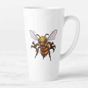 Fierce Cartoon Wasp Flying Toward You Latte Mug