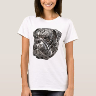 Fierce Celtic Silver Bulldog Warrior Knot Totem T-Shirt