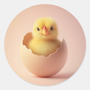 Fierce Chick in Eggshell Classic Round Sticker