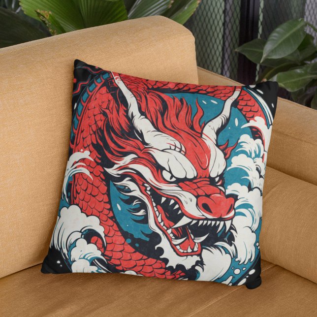 Fierce Chinese or Japanese Dragon  Cushion (Creator Uploaded)