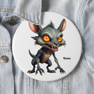 Fierce Chupacabra Art Spiky Fur Fantasy Creature  6 Cm Round Badge