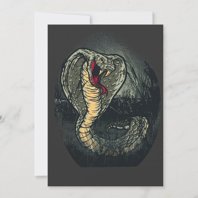 Fierce Cobra Snake Dark Jungle Tattoo Art Holiday Card (Front)