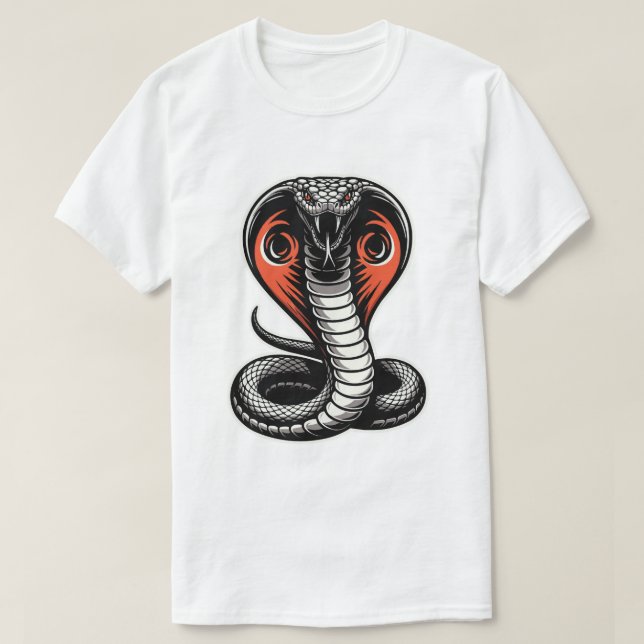 Fierce Cobra Snake Illustration Bold Power Design T-Shirt (Design Front)