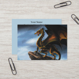 Fierce Copper Gold Black Dragon Fantasy Business Card