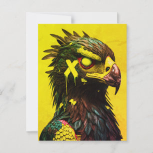Fierce Cyber Eagle with Neon Accents Contemporary Postcard