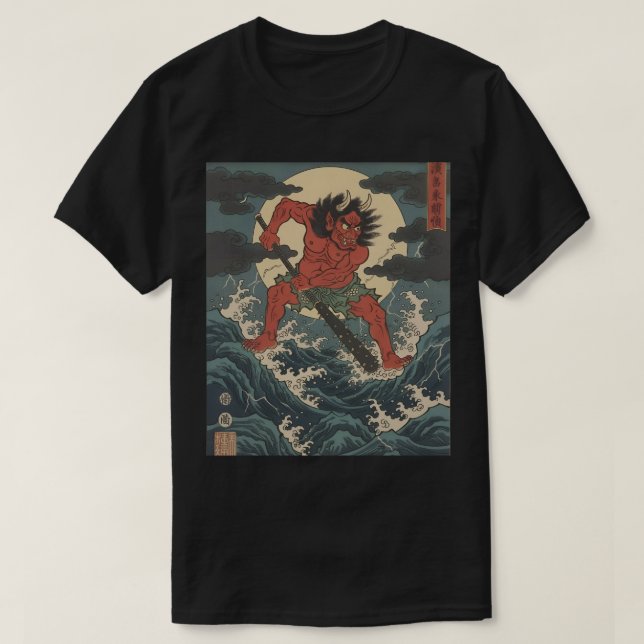 Fierce Demon Warrior – Japanese Oni Club T-Shirt (Design Front)