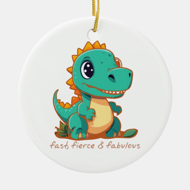 Fierce Dinosaurs Ceramic Tree Decoration (Front)