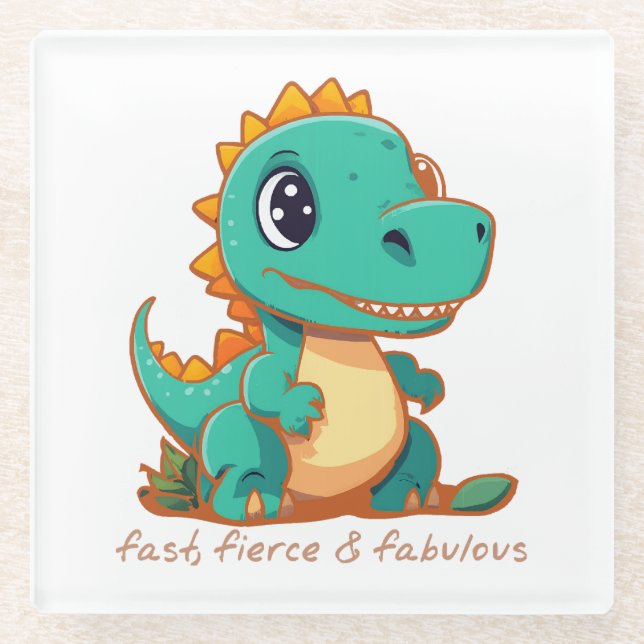 Fierce Dinosaurs Glass Coaster (Front)