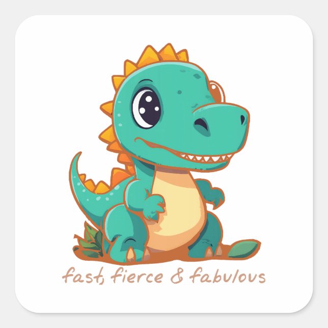 Fierce Dinosaurs Square Sticker (Front)