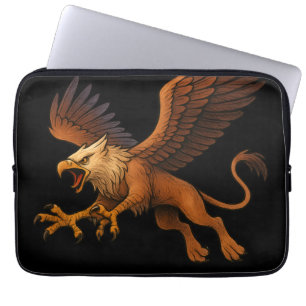 Fierce Diving Golden Griffin Mythology Fantasy Art Laptop Sleeve