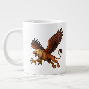 Fierce Diving Golden Griffin Mythology Fantasy Art Large Coffee Mug
