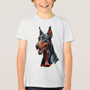 Fierce Doberman Portrait Aggressive Dog gift Tri-Blend Shirt