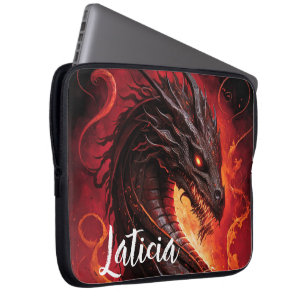 Fierce Dragon and Fire Laptop Sleeve