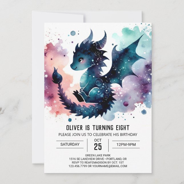 Fierce Dragon Birthday Editable Invitation (Front)