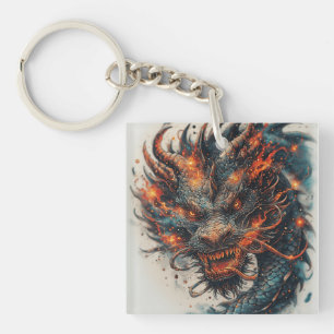 🐉 Fierce Dragon Head Mythical Fantasy Bold Art Key Ring