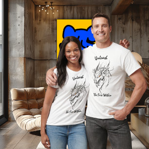 Fierce Dragon Line Art – Powerful Mythic Creature  T-Shirt