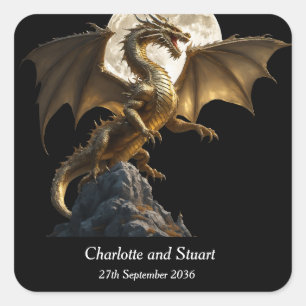 Fierce Dragon Rearing Square Sticker