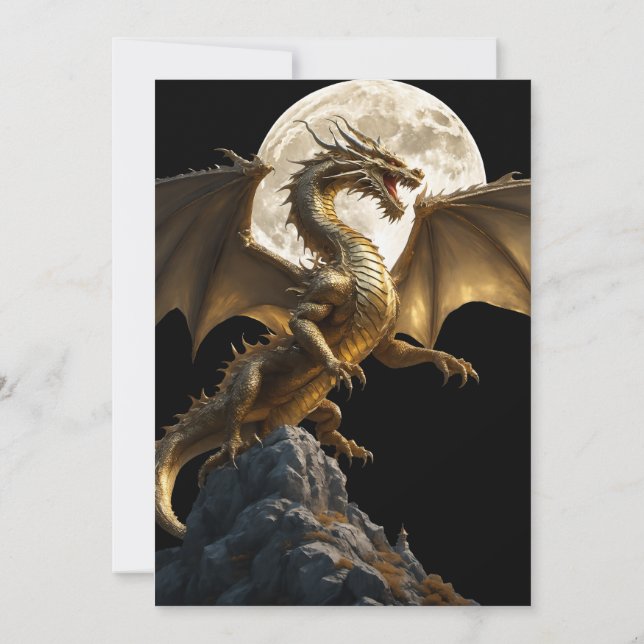 Fierce Dragon Rearing Wedding  Invitation (Back)