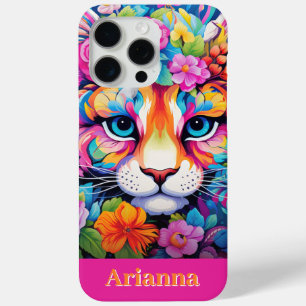 Fierce Elegance: Customizable Floral Tiger Art iPhone 15 Pro Max Case