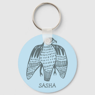 Fierce Falcon CUSTOM NAME Peregrine Bird Key Ring